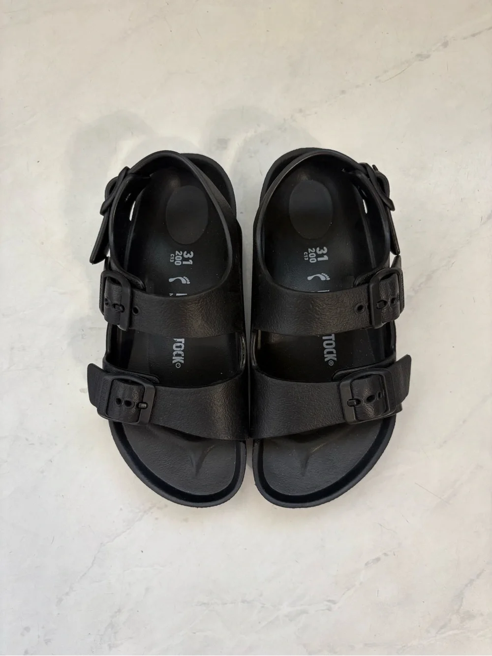 Birkenstock Youth Sz 31 Black Milano EVA Sandals Lightweight Travel Outdoor
